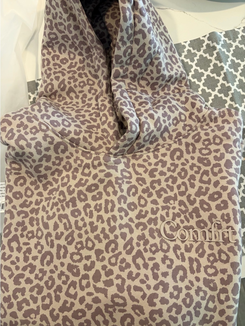 Comfortlab Women's Desert Leopard Hoodie - Taupe Leopard Print - Picture 3 of 3